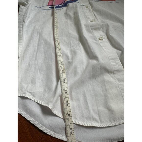 David Brooks Vintage Nautical Embroidered Shirt Retro Coastal 80s Sailboat Sze 6 - Picture 6 of 7